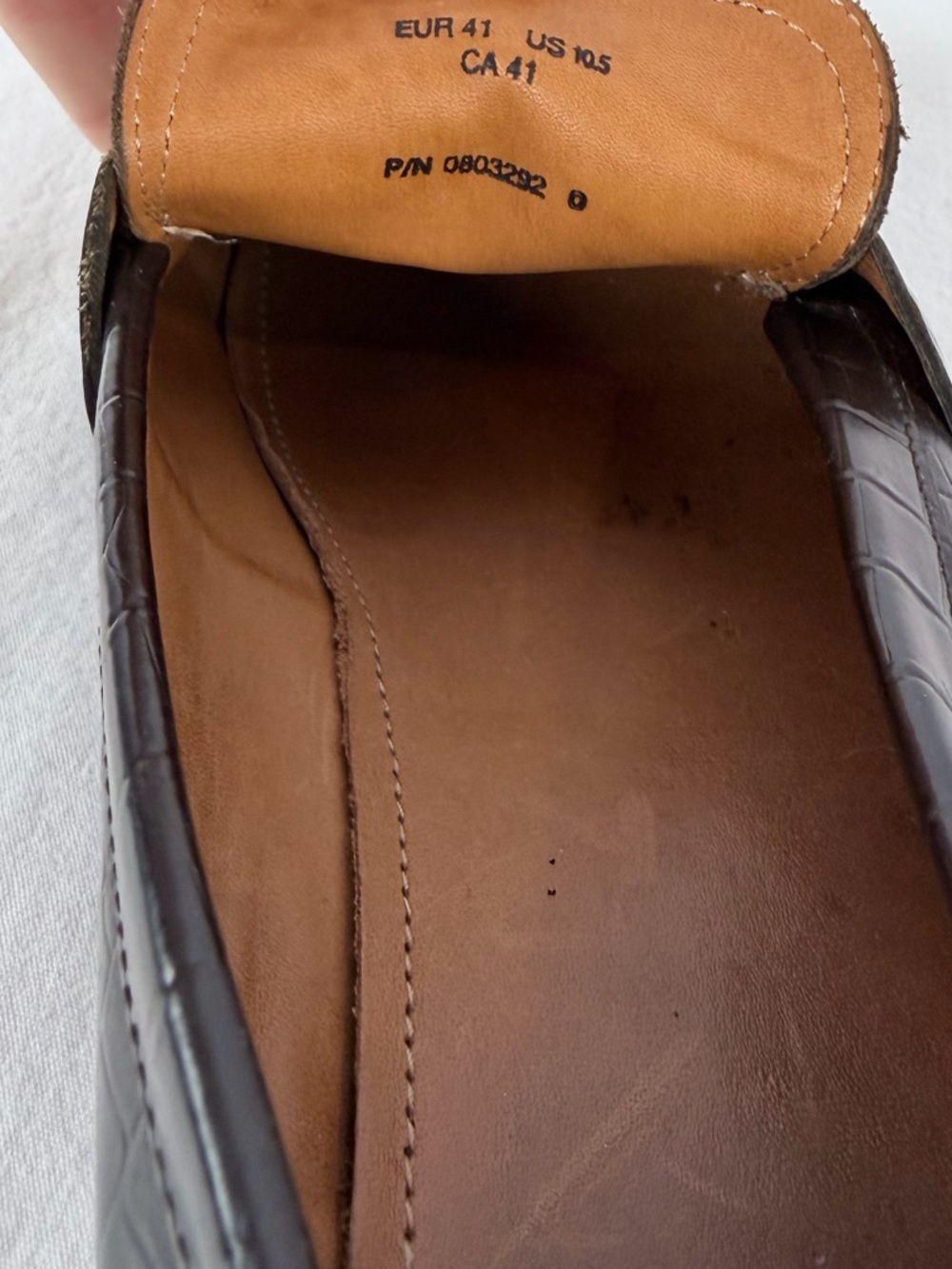 & Other Stories Croc Embossed Block Heel Loafers in Dark Brown Size 10.5 - Picture 9 of 11